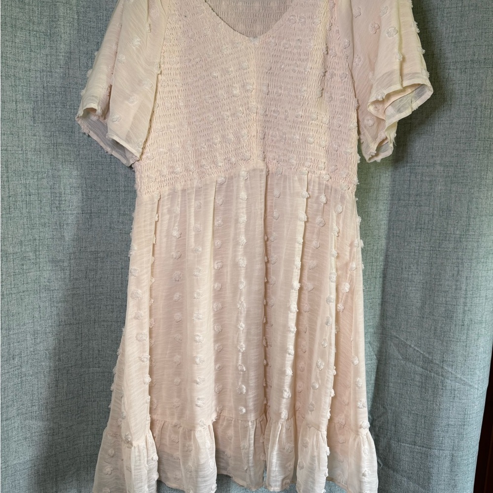 Beige Smocked Blouse